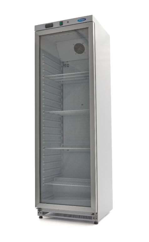 Chladnička - 400 l - biela - so sklenenými dverami