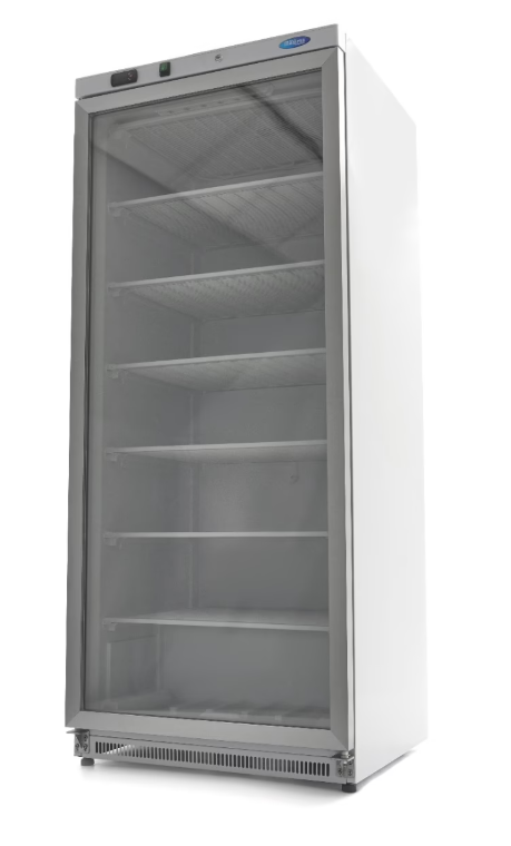 Mraznička - 600 l - biela - so sklenenými dverami