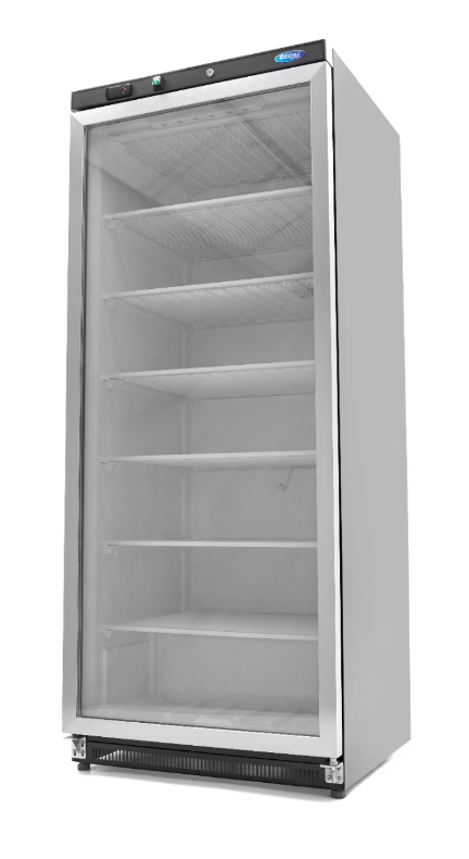 Mraznička - 600 l - čierna - so sklenenými dverami